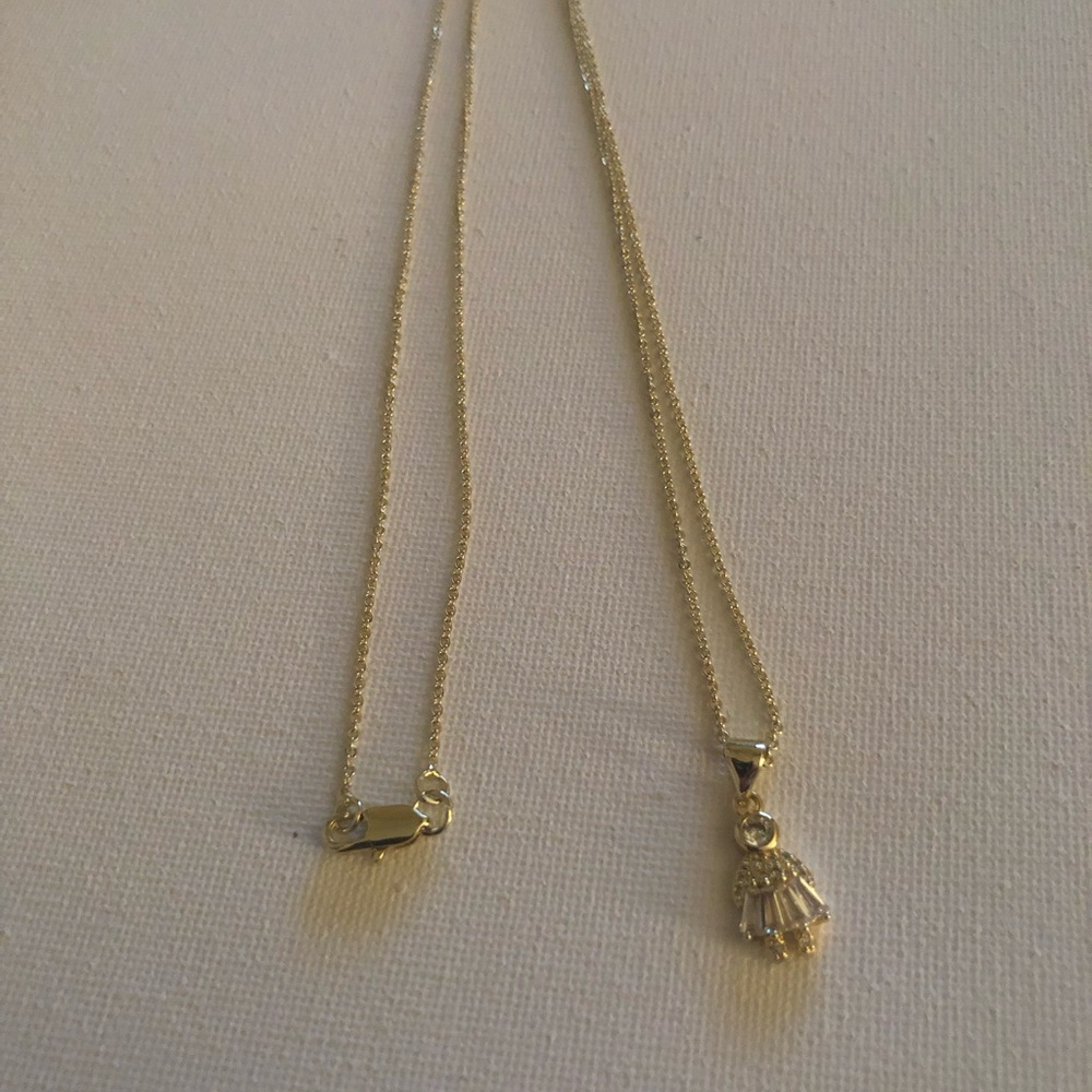 Gold-tone Pendant Necklace with CZ Gemstones